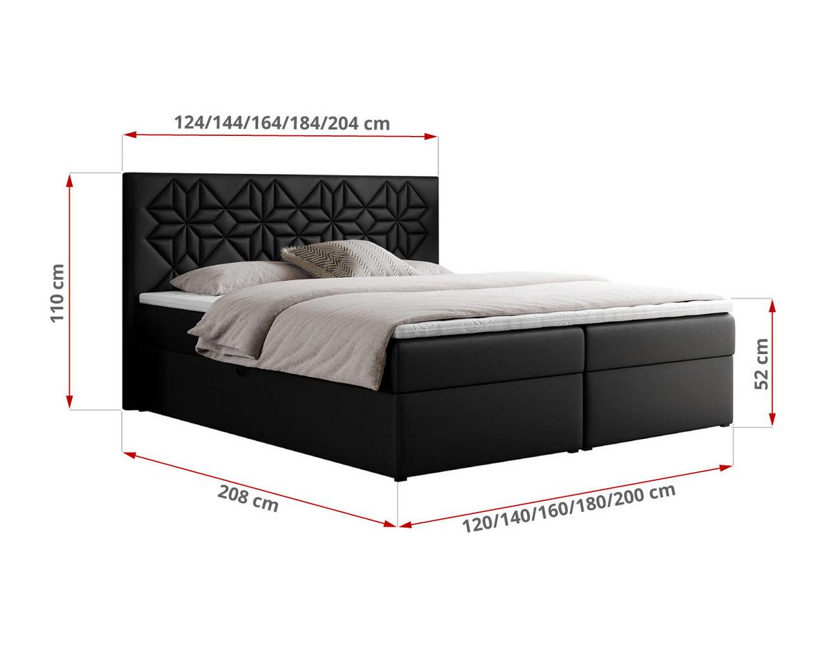 BOXBETT LEILA 120/200 Schwarz Kunstleder - H4 - Schwarz, Holz/Textil (120/200cm) - MKS