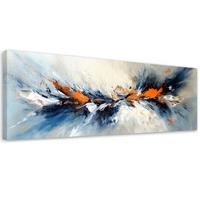 LEINWANDBILD Abstraktes Grau Blau Orange 120x40cm - Multicolor, Textil (120/40cm) - Feeby