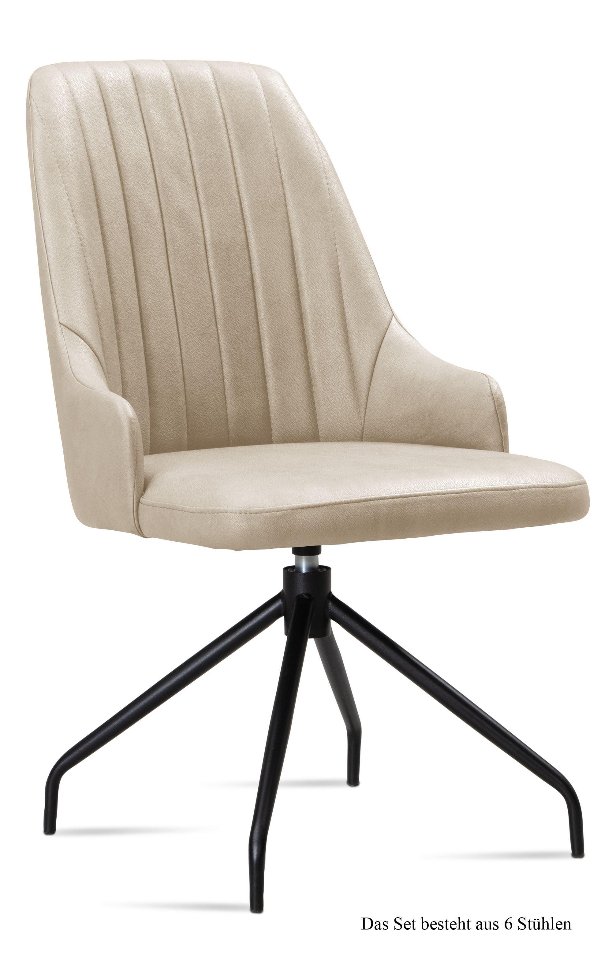 ESSZIMMERSTUHL drehbar (6er-Set) Doreen 52x91x60 Schwarz/Natur - Schwarz/Naturfarben, Kunststoff (60/91/52cm) - 58aufmkessel
