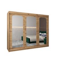 SCHWEBETÜRENSCHRANK 200/250/62 3-türig - Silberfarben/Eiche Artisan, Holz/Kunststoff (250/200/62cm) - MÖBEL KRYSPOL