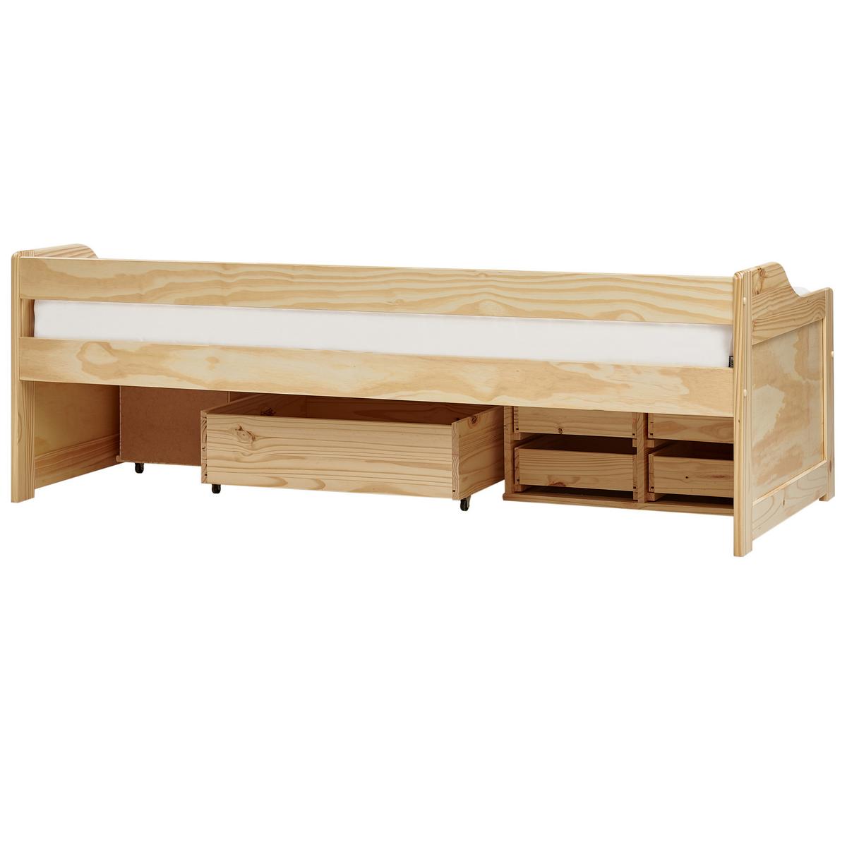 TAGESBETT mit Stauraum 90x200 cm Heller Holzfarbton Royville - Hellbraun, Holz (90/200cm) - Beliani
