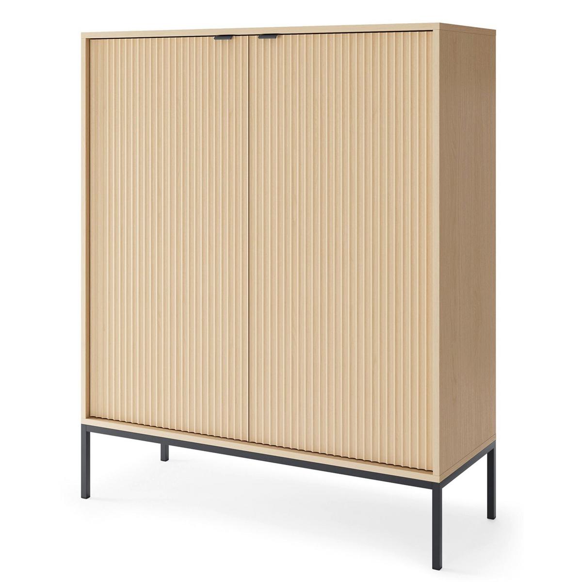 HIGHBOARD Vellore Eiche Vicenza Optik mit schwarzem Gestell 104 cm - Beige/Schwarz, Holzwerkstoff/Metall (104/125/39cm) - Selsey