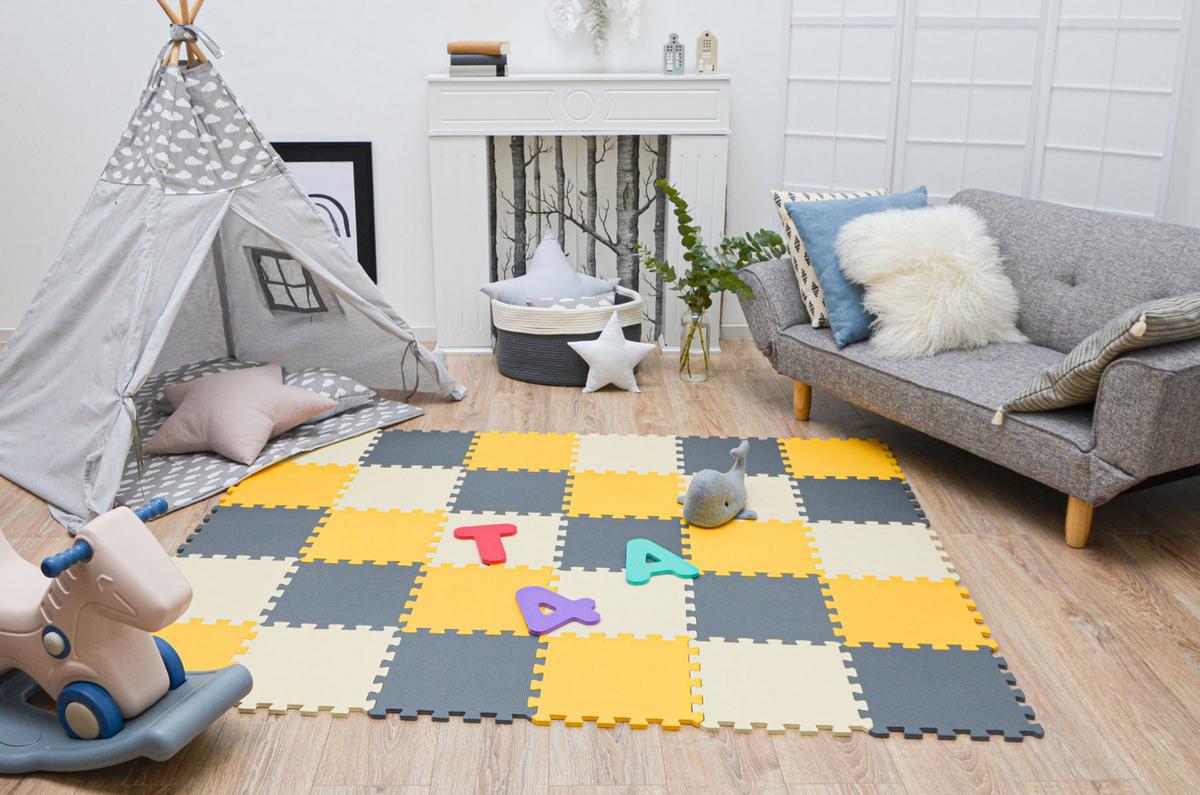 SPIELMATTE ab Null - 270/90 cm Puzzlematte Grau - Multicolor, Kunststoff (30/30cm) - Littletom