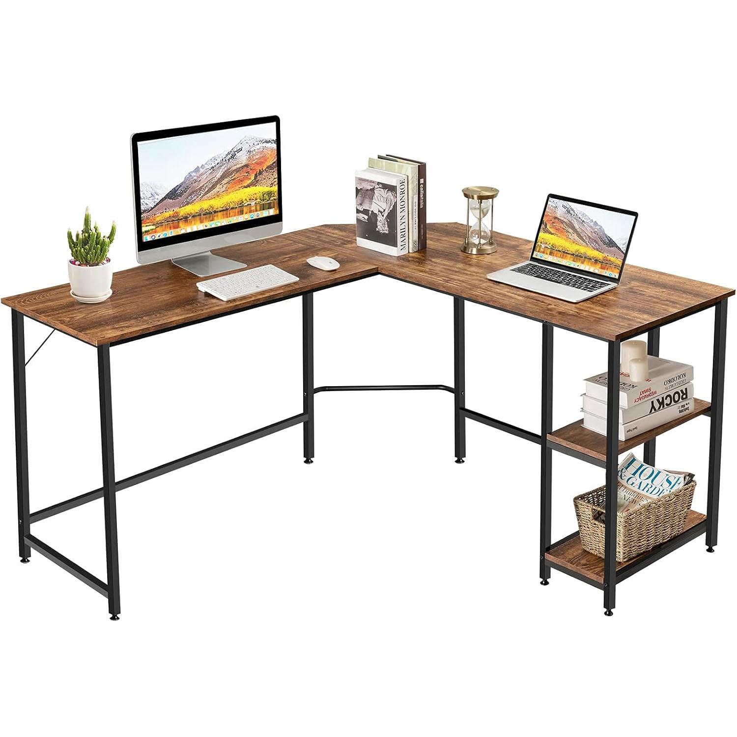 COMPUTERTISCH Braun - Braun, Holzwerkstoff (138/138/75cm) - COSTWAY