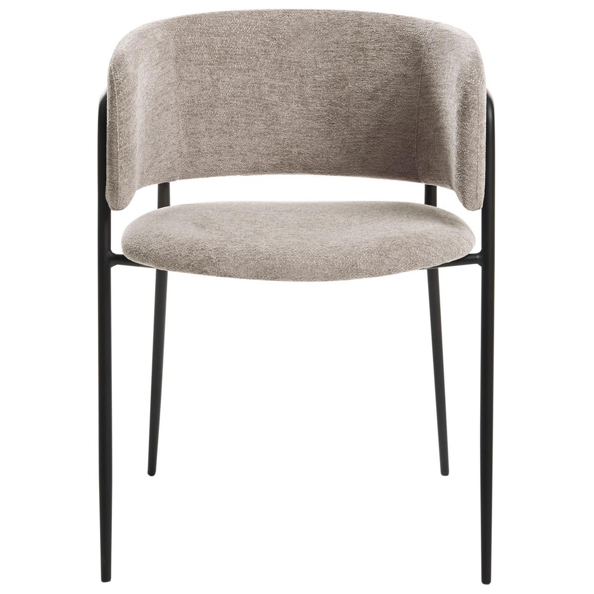 ESSZIMMERSTUHL 2er Set Chenillegewebe Taupe Springer - Taupe, Textil (53/75/51cm) - Beliani