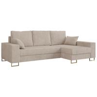 ECKSOFA Dorian Cord Beige - Beige/Goldfarben, Textil/Metall (242/138cm) - MKS