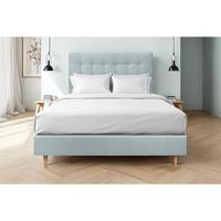 KOPFTEIL gepolstert - Gesteppt – blaugrauer Samtstoff - 135 cm - Beige/Blaugrau, Karton/Holz (135/120/10cm) - Sommeil de Plomb