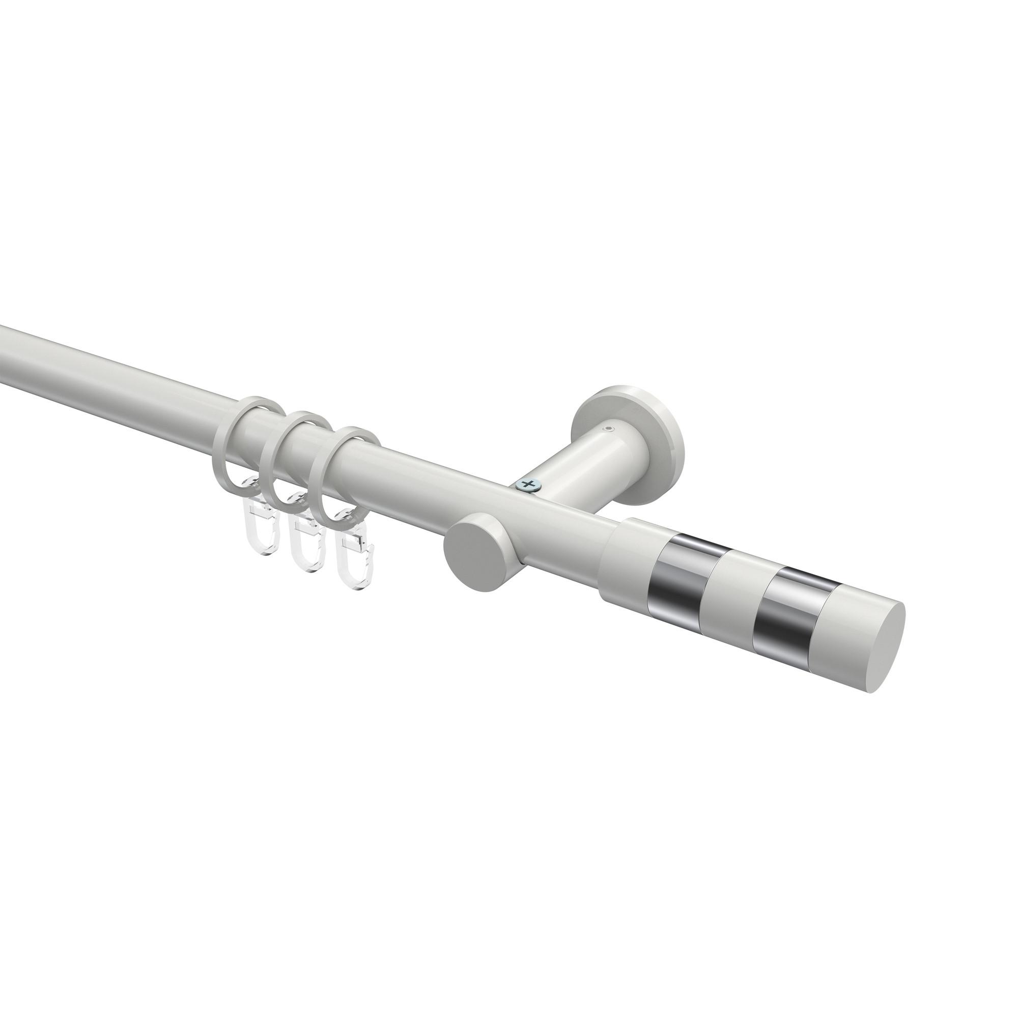GARDINENSTANGE Platon Mavell 140 cm, 1-läufig, 20 mm Ø Weiß - Chromfarben/Weiß, Metall (140cm) - INTERDECO
