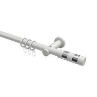GARDINENSTANGE Platon Mavell 140 cm, 1-läufig, 20 mm Ø Weiß - Chromfarben/Weiß, Metall (140cm) - INTERDECO