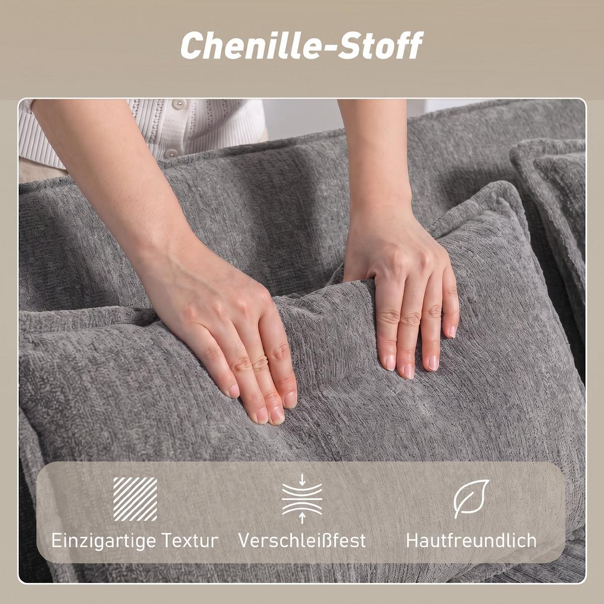 SCHLAFSOFA Polyester Grau - Grau, Kunststoff/Textil (89/85/167cm) - HOMCOM