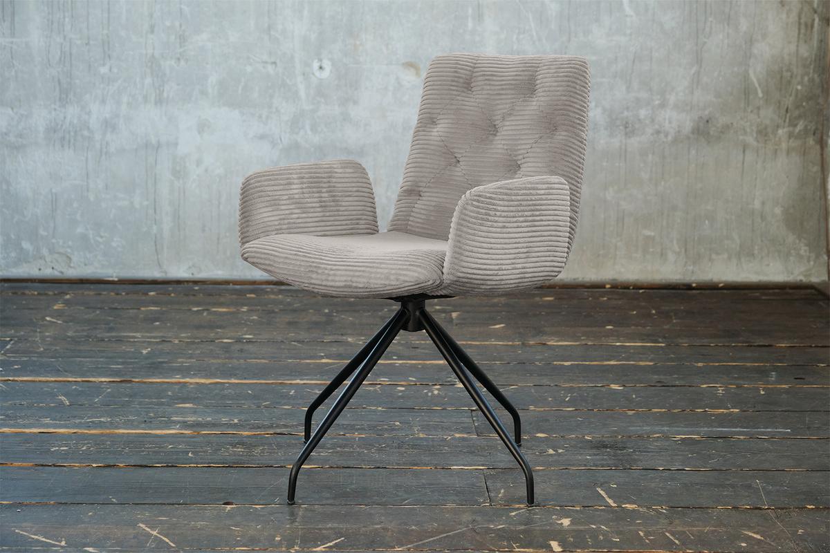 DREHSTUHL NEW CHARME Steingrau Cord (1er-Set) - Grau, Textil (59/87/66cm) - KAWOLA