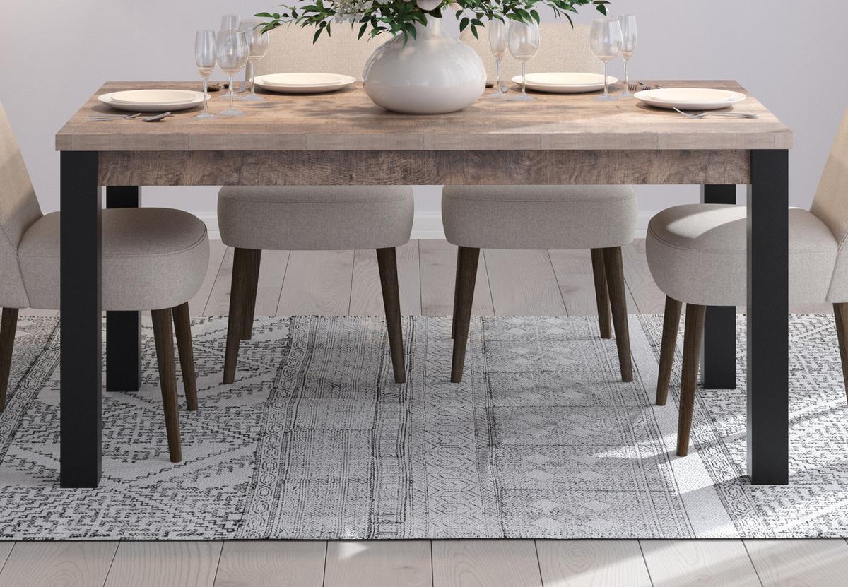 ESSTISCH Eiche Tabak, schwarz, Küchentisch 160 x 90 cm - Eichefarben/Schwarz, Holzwerkstoff (90/160/77cm) - Top.Furn