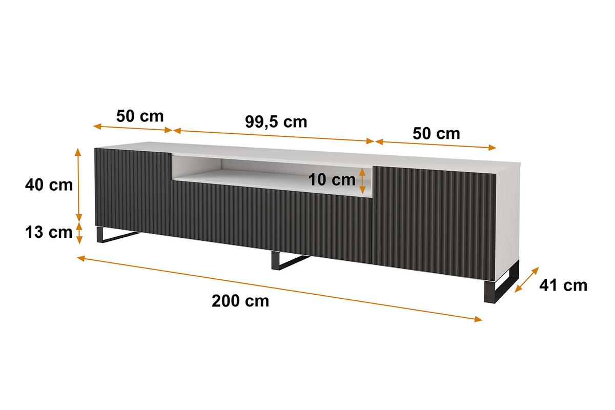 LOWBOARD NOA-2-S 200x53x41 cm - Weiß / Schwarz - Schwarz/Weiß, Holzwerkstoff (200/53/41cm) - ALTDECOR