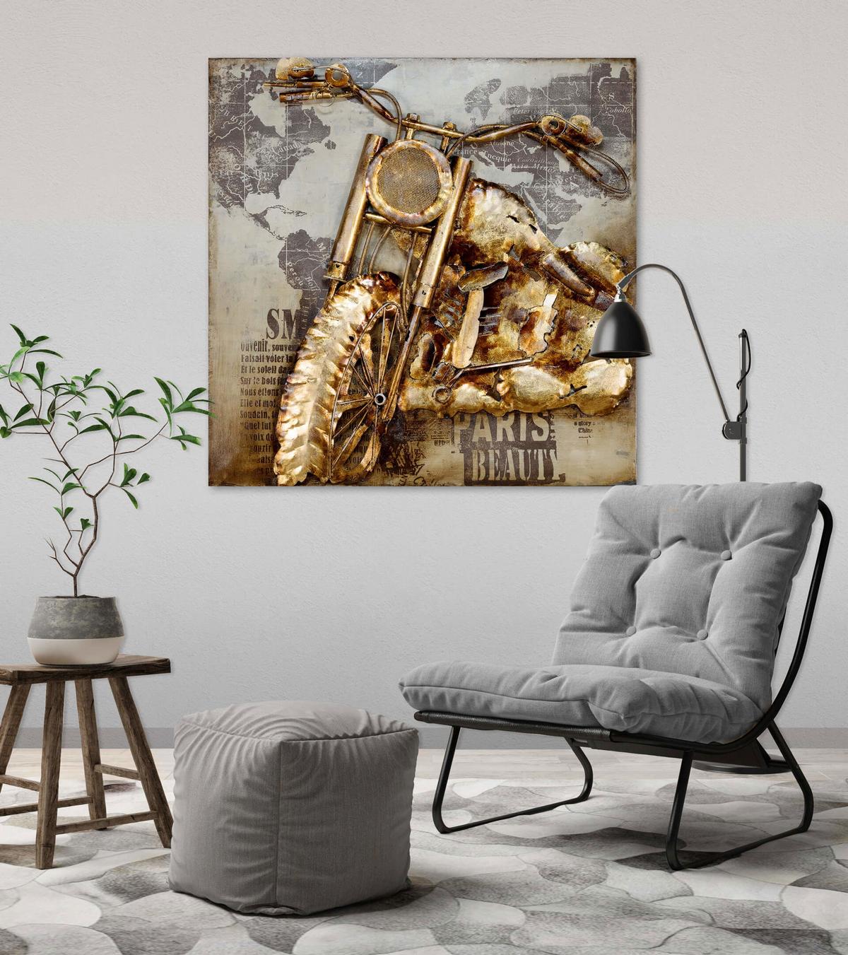 METALLBILD Gold 80/80 cm - Goldfarben/Braun, Metall (5.2/80cm) - KUNSTLOFT