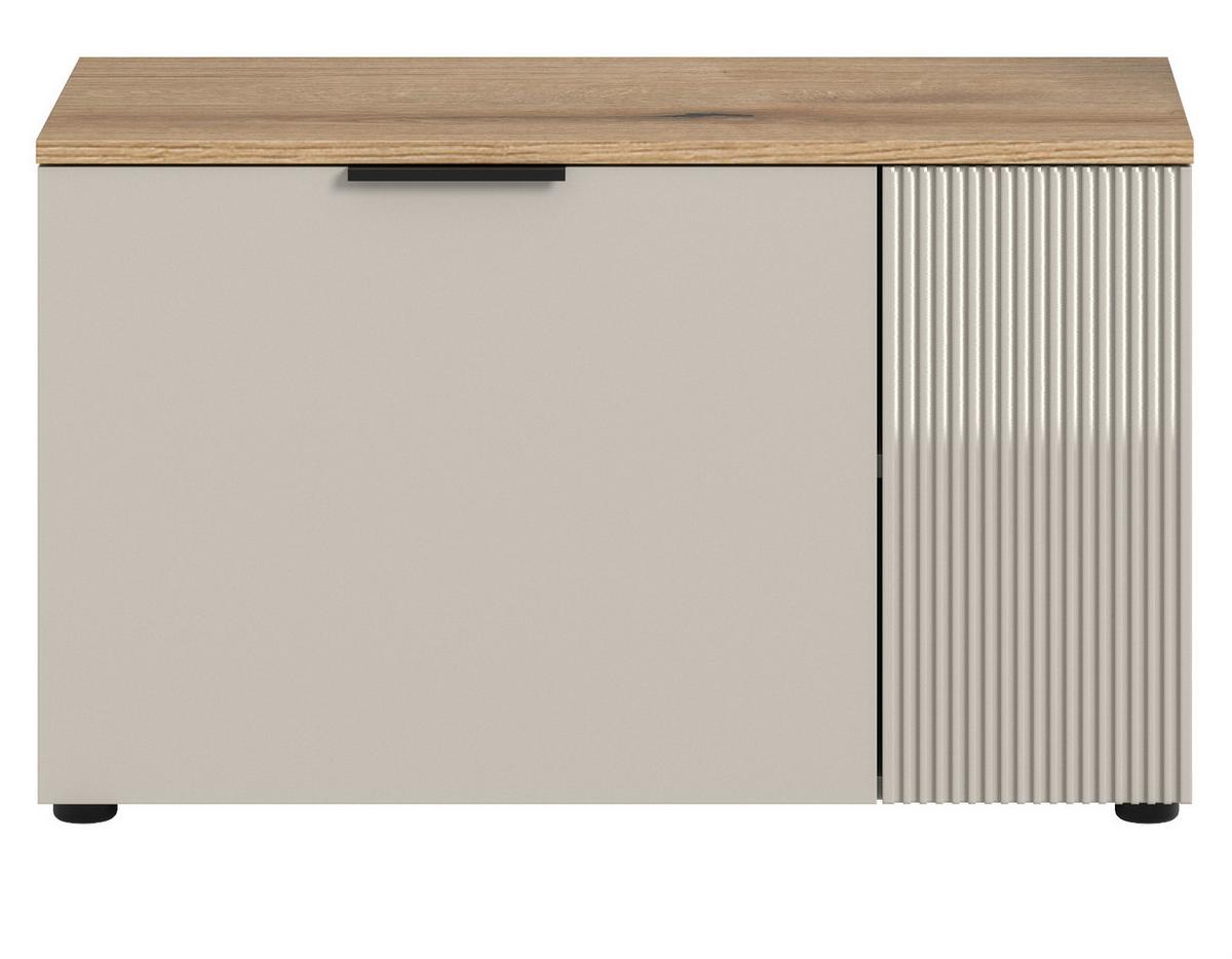 GARDEROBENBANK Kaschmir Sand und Eiche 80 cm, Schuhbank mit 4 Fächern - Kaschmir/Eichefarben, Holzwerkstoff/Kunststoff (80/48/36cm) - Inn.Furn