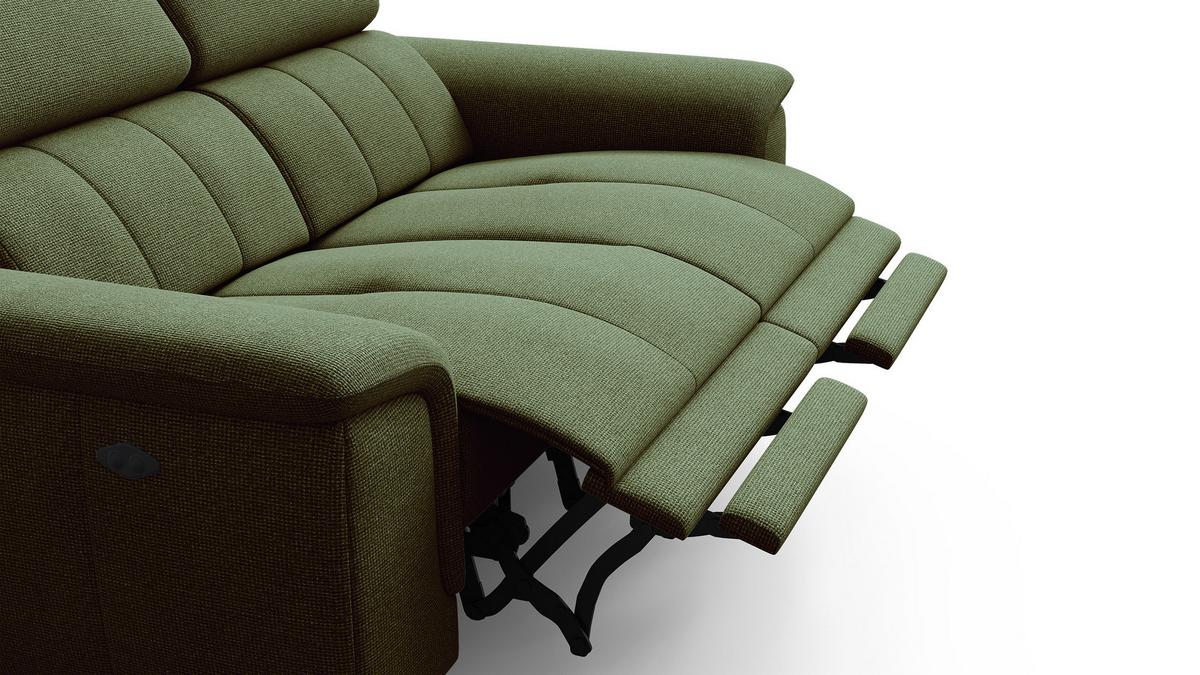 RELAXSOFA FIERO 2-Sitzer mit 2 Relaxfunktionen, olivgrün - Schwarz/Olivgrün, Holzwerkstoff/Textil (170/82/103cm) - Wozimo