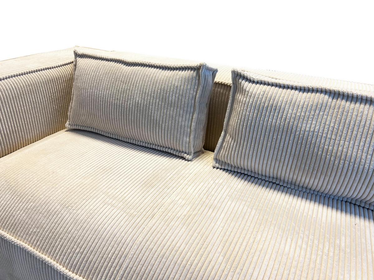 2-SITZER-SOFA Nova Beige Cord - Beige/Schwarz, Holz/Kunststoff (196/64/92cm) - S-Style Möbel