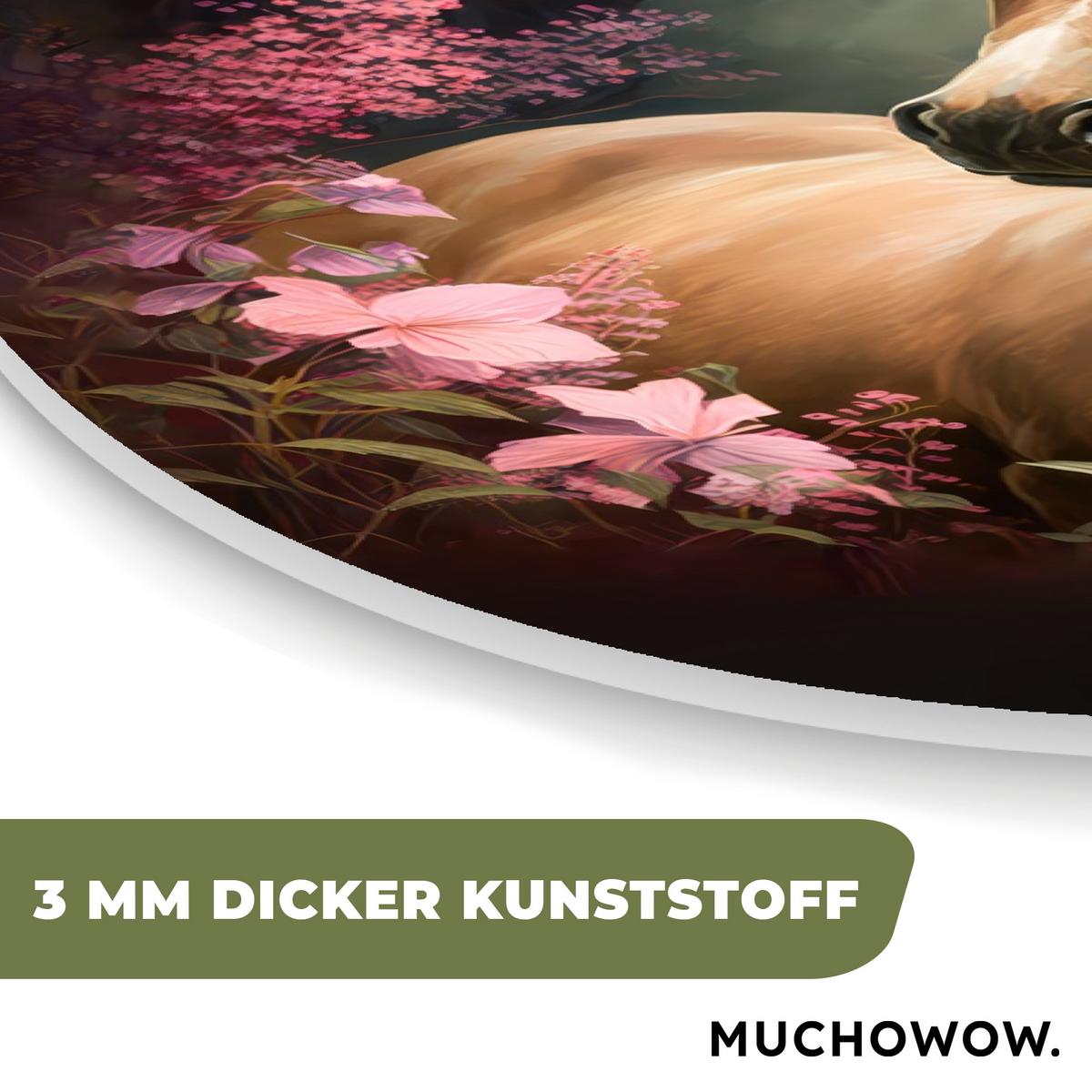WANDBILD Pferd - Blumen - Rosa - Natur - Wald Deko Groß 80x120 cm - Altrosa, Kunststoff (80/120cm) - MuchoWow
