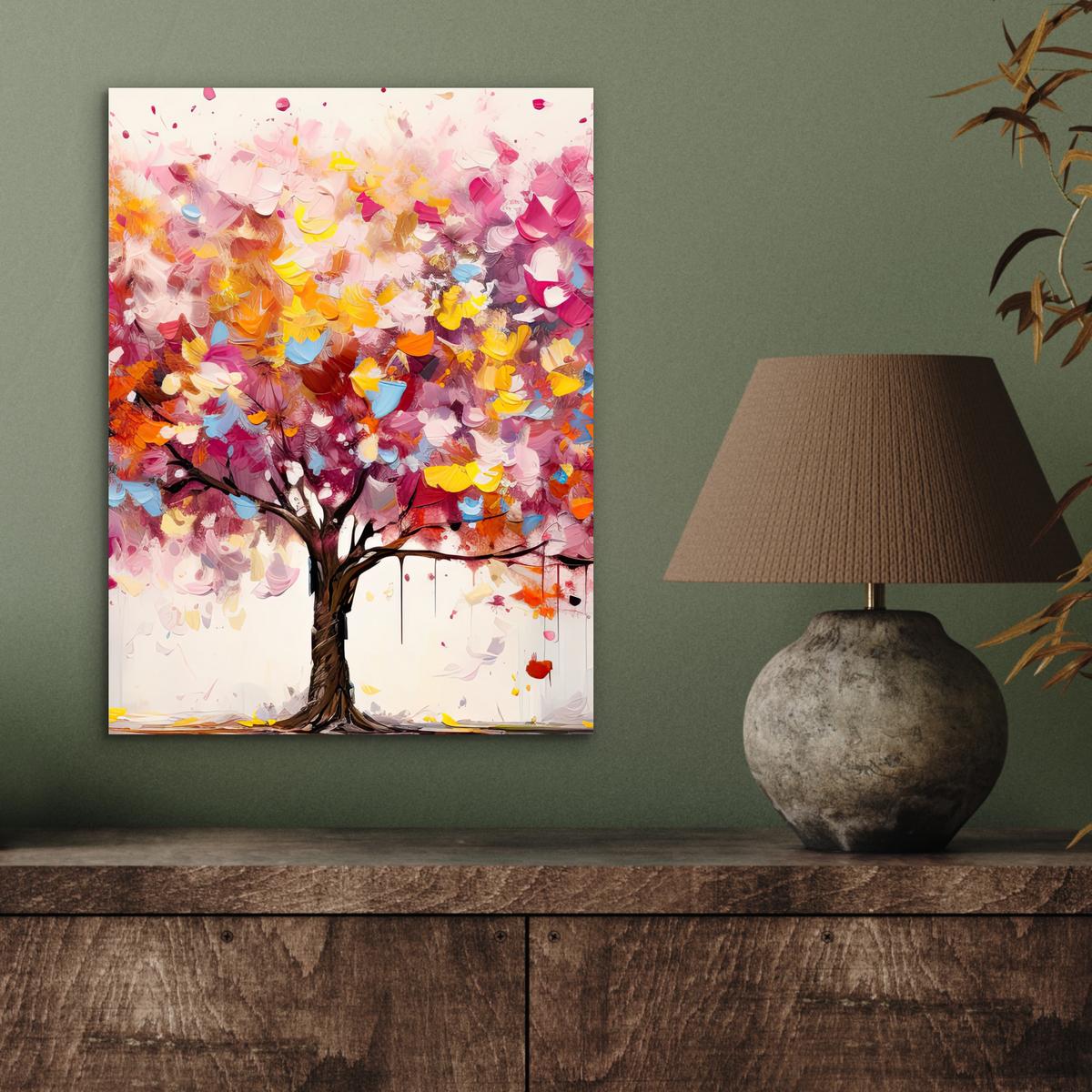 METALLBILD Aquarell - Baum - Kunst - Abstrakt 30x40 cm - Multicolor, Metall (30/40cm) - MuchoWow