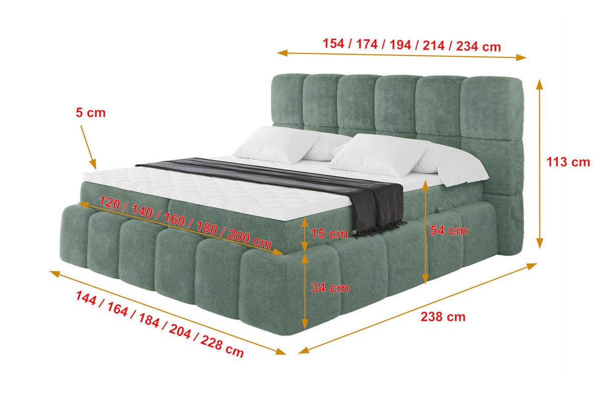 BOXBETT - AURI-H3 - 120x200 Salbeigrün Lapitt - Salbeigrün, Holzwerkstoff (120/200cm) - ALTDECOR