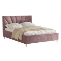 POLSTERBETT AINA 180x200 cm French Velvet 682, 34 Holzlatten, Kopfteil 104 cm - Rosa, Textil (180/200cm) - Lookway