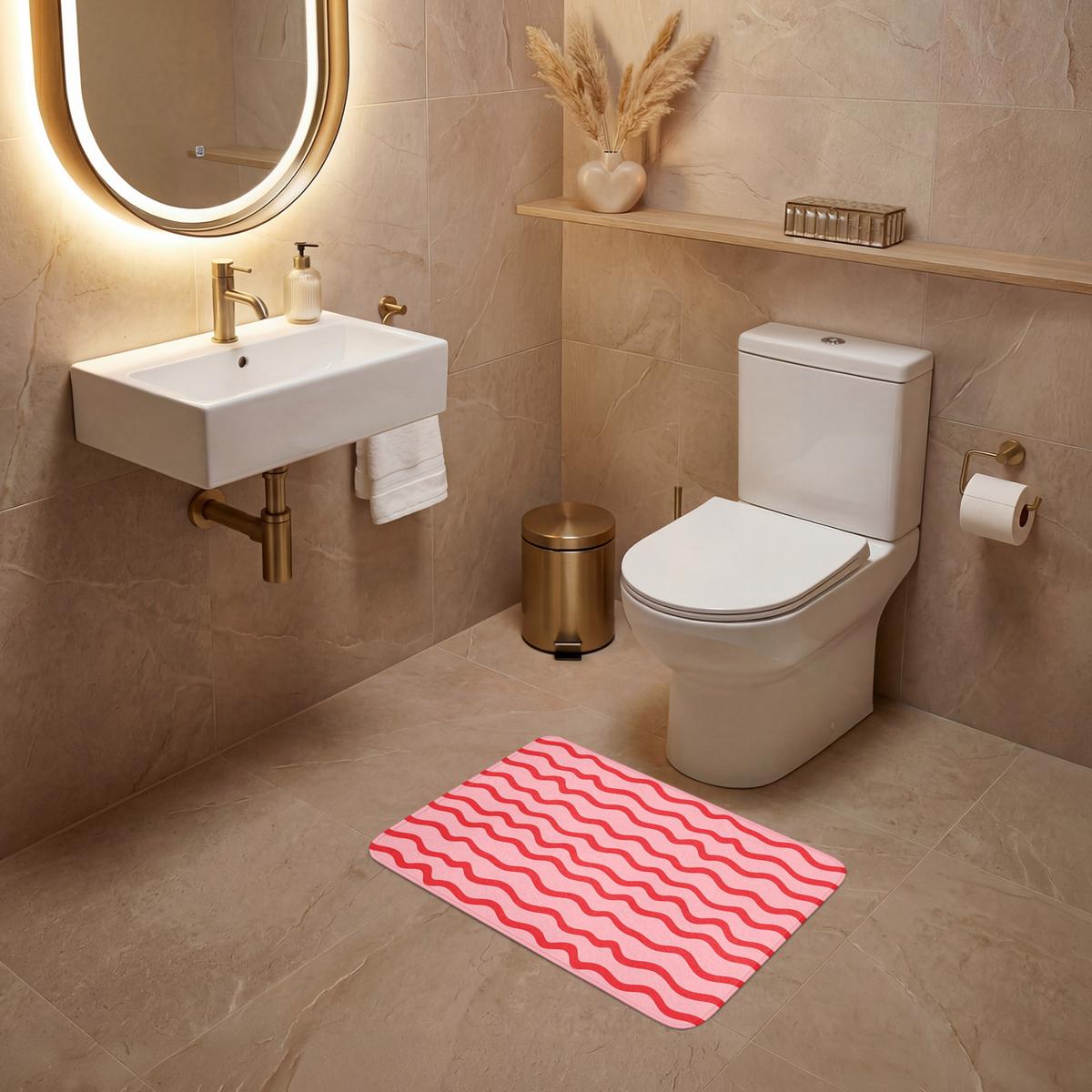 WC-VORLEGER Verspielt - Muster - Rot Toilettenvorleger 60x40 cm - Rosa, Textil (60/1cm) - OnlyWow