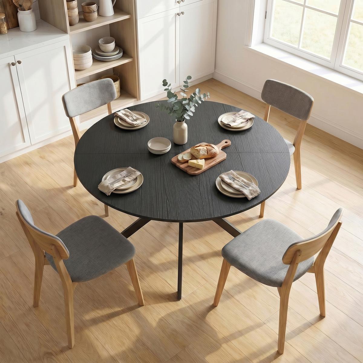 ESSTISCH rund Schwarz 120/120/75 cm - Schwarz, Metall (120/120/75cm) - HOMCOM
