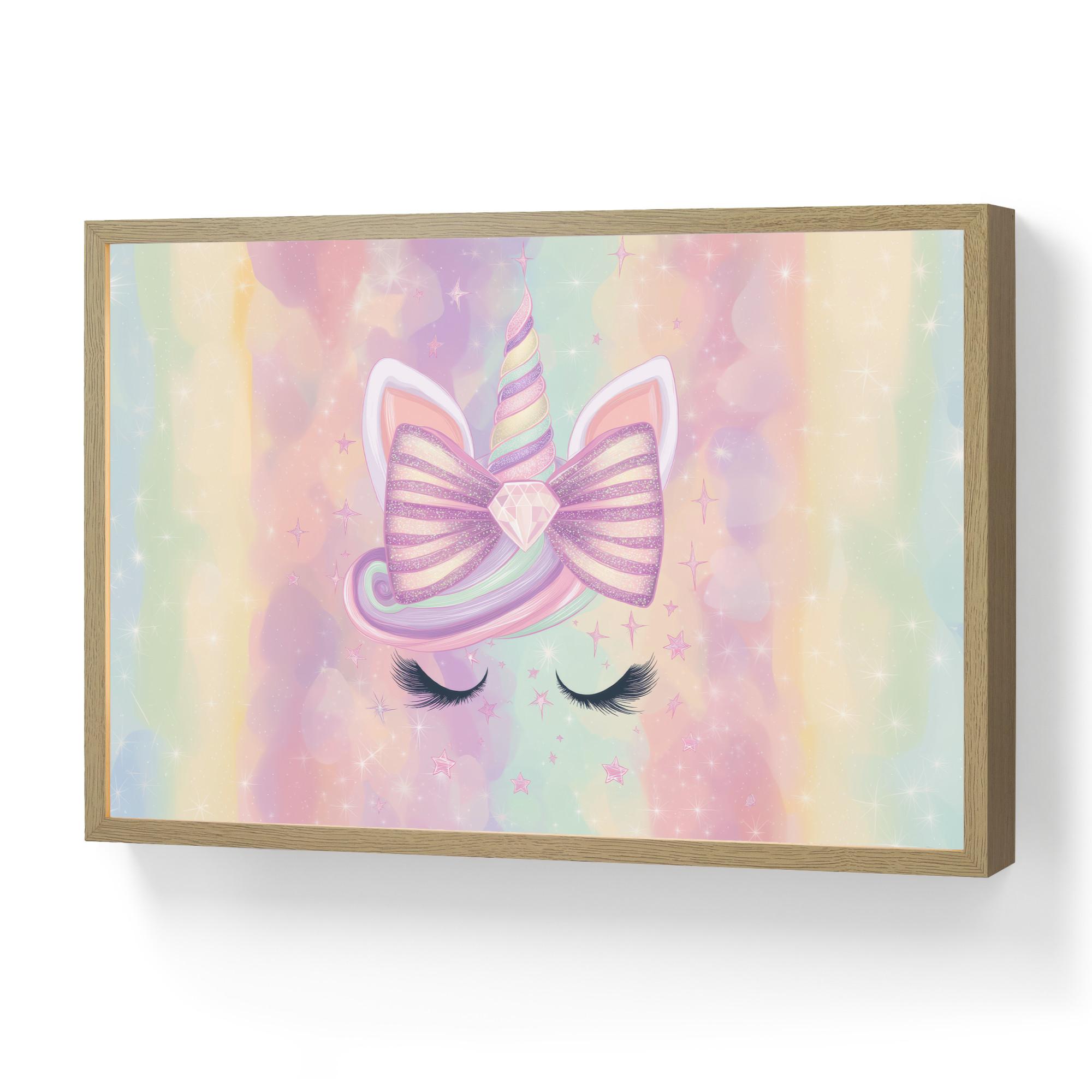 NACHTTISCHLAMPE MIT AKKU Einhorn - Glitzer - Regenbogen - Pastell 60x40 cm - Hellrosa, Holzwerkstoff (8/60/40cm) - OnlyWow