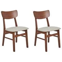 ESSZIMMERSTUHL 2er-Set Holz Braun/Beige Anoka - Beige, Holz (45/80/50cm) - Beliani