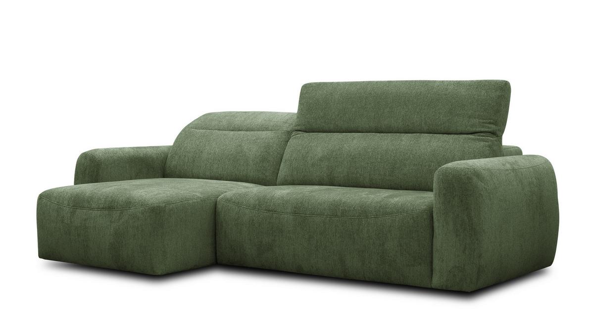 ECKSOFA NERO 4-Sitzer, dunkelgrün - Dunkelgrün/Schwarz, Holz/Textil (272/81/159cm) - Wozimo