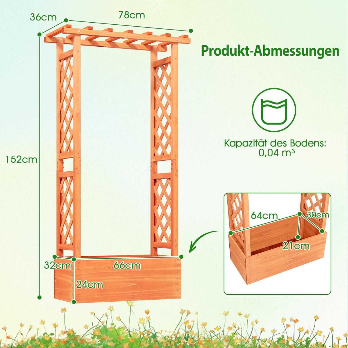 HOCHBEET Orange - Orange, Holz (66/152/32cm) - COSTWAY