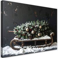 LEINWANDBILD Weihnachten 100x70cm - Schwarz, Textil (100/70cm) - Feeby