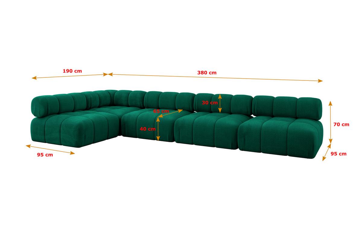 ECKSOFA modulares Sofa Samaro-L3 - 380x190x70 cm Dunkelgrün Velours - Dunkelgrün, Holzwerkstoff/Textil (380/190cm) - ALTDECOR