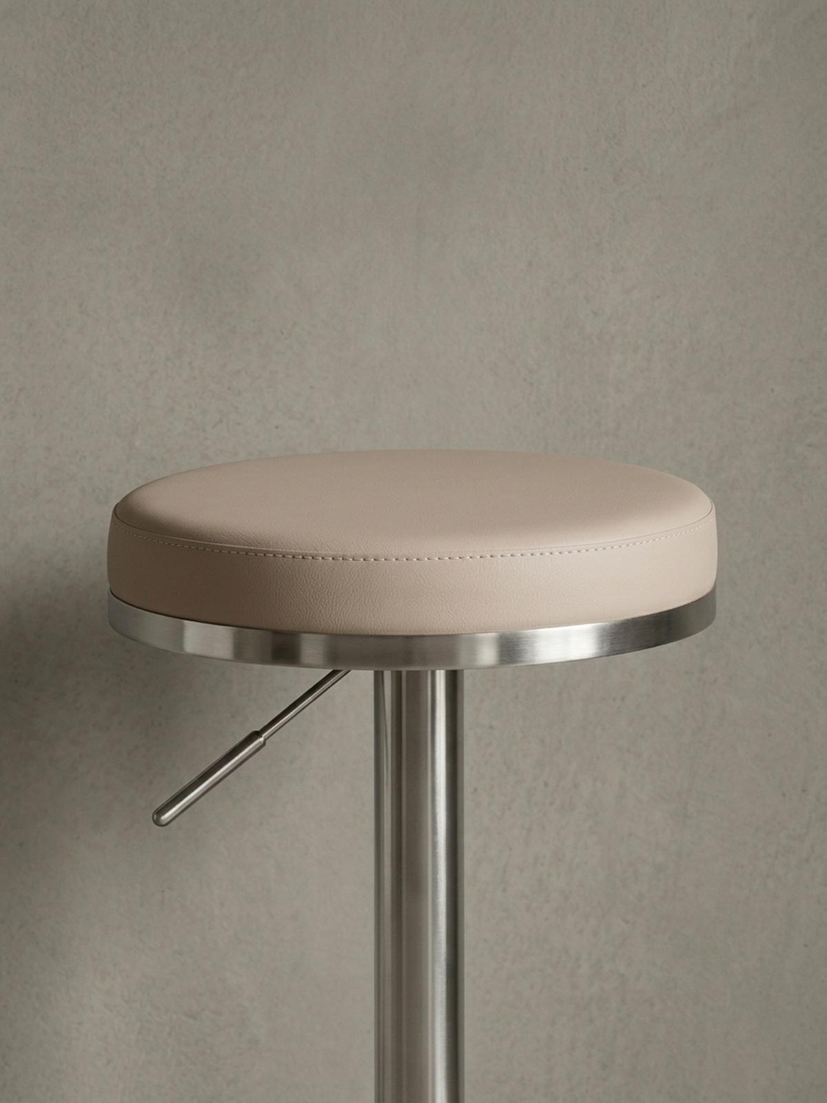 BARHOCKER Höhenverstellbar Gepolstert Triangel-Fußablage ELBE, Beige 38x38x82 cm - Beige/Silberfarben, Kunststoff/Textil (38/82/38cm) - KADIMA DESIGN