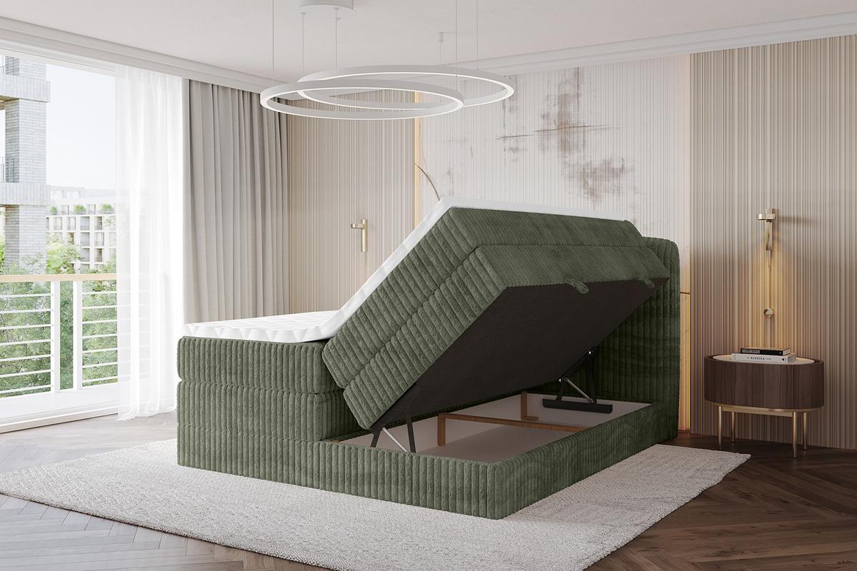 BOXBETT mit Matratze H3|H4 - NINA KING - 180x200 cm - Olive - Olivgrün, Holzwerkstoff (180/200cm) - ALTDECOR