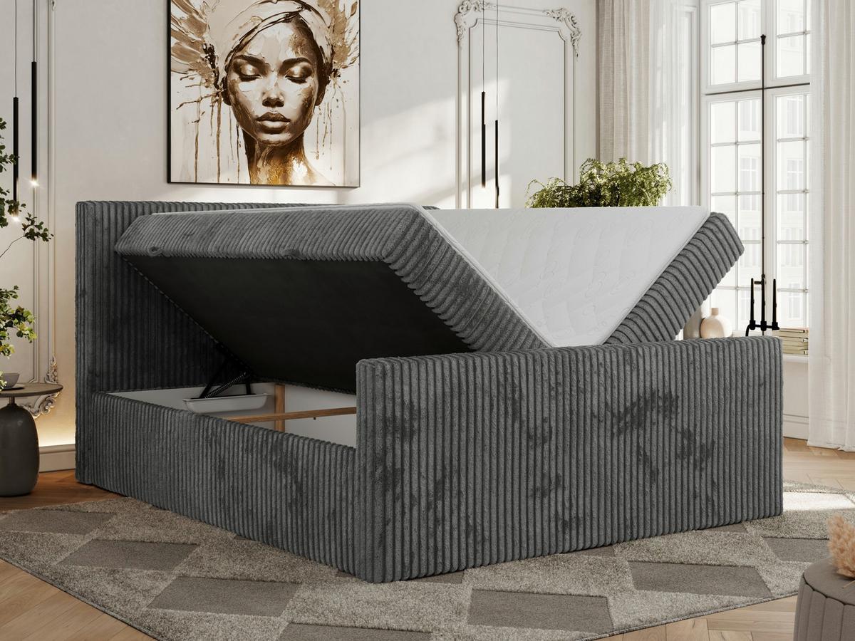BOXBETT TILIANO DUO 140/200 - Grau Cord - H3 - Grau, Textil (140/200cm) - MKS