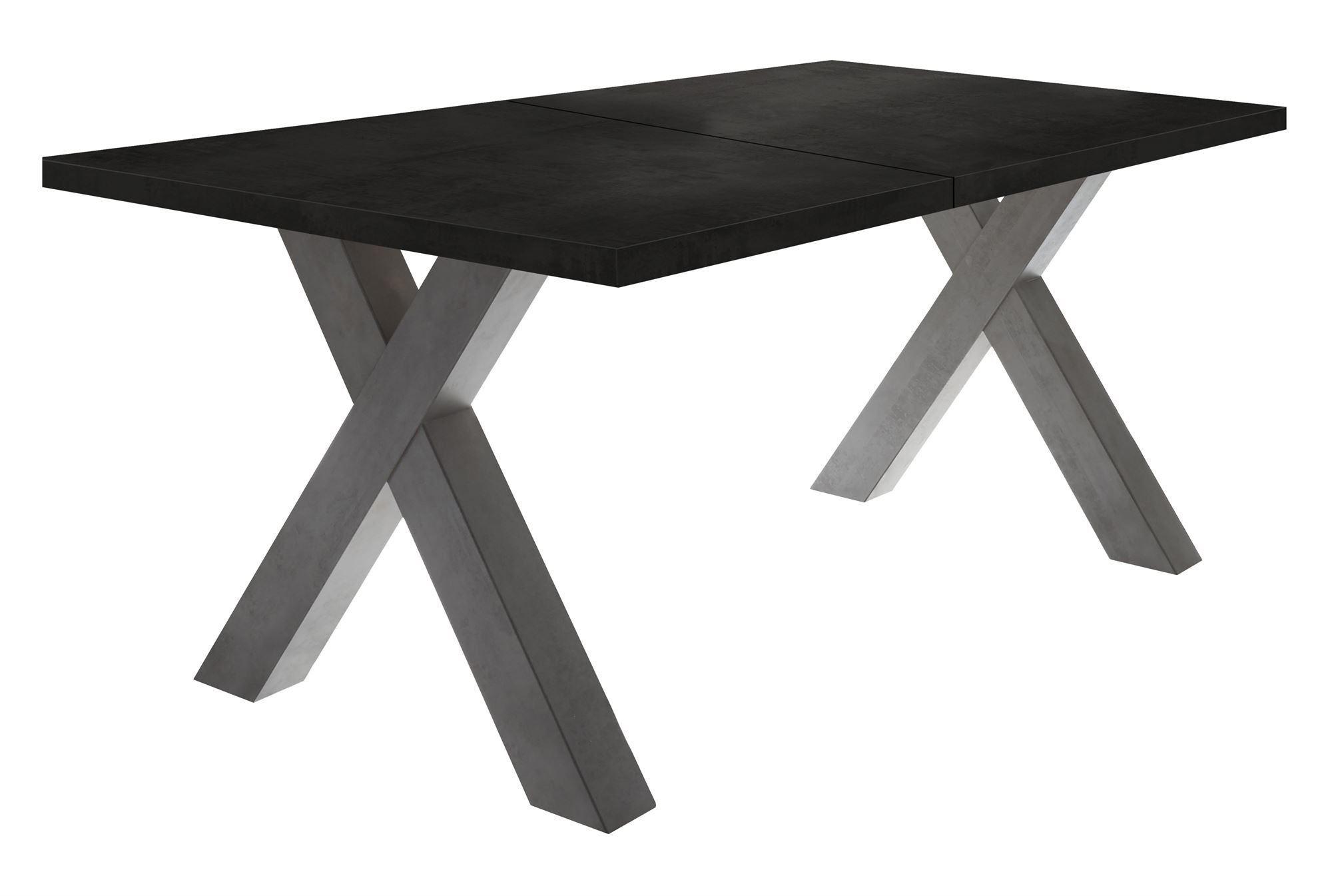 ESSTISCH ausziehbar Eike 3 160 x 90 x 75 Esszimmertisch Graphit/Schwarzstahl - Schwarz, Holz (160/90/75cm) - 58aufmkessel
