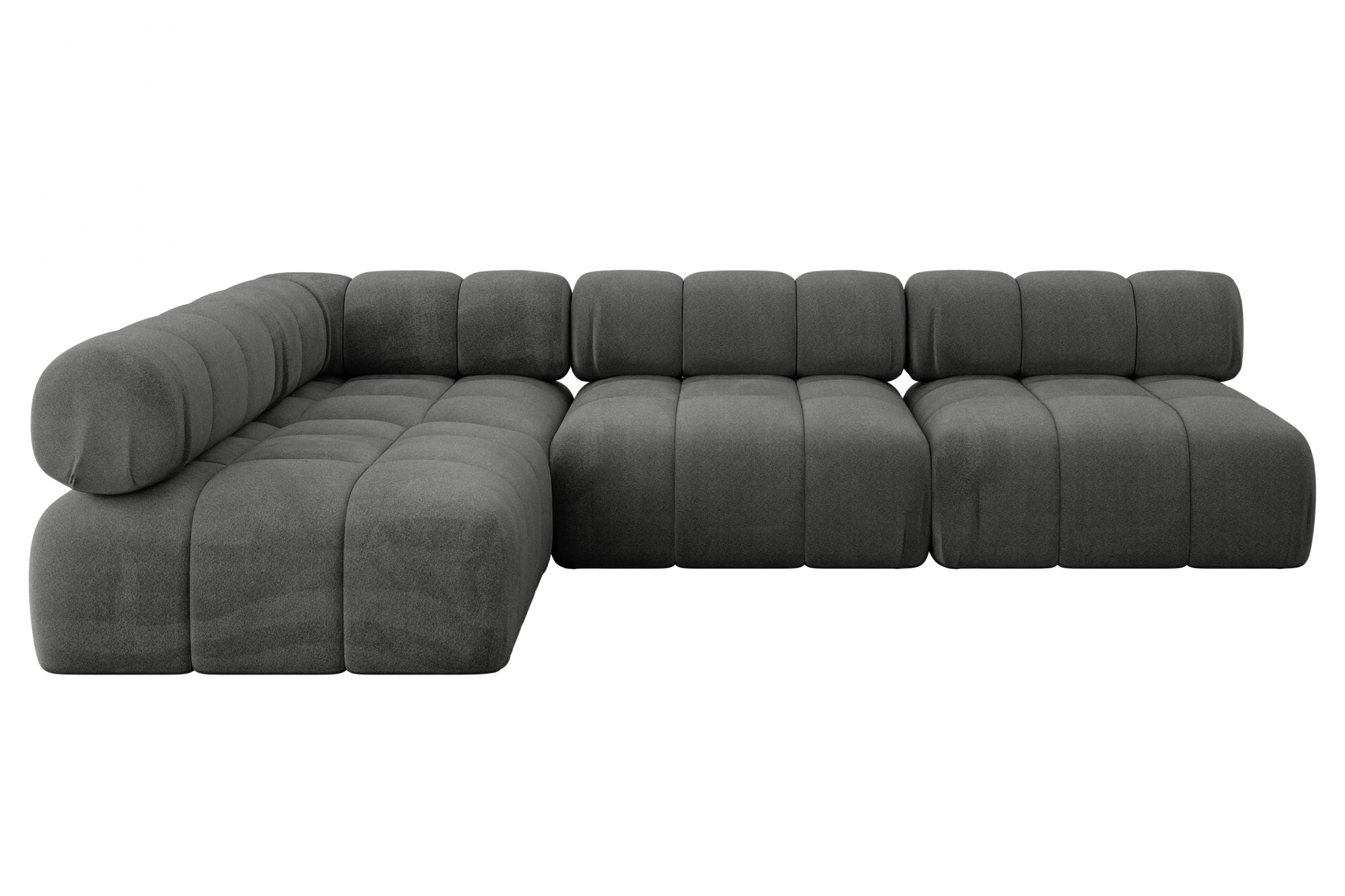 ECKSOFA modulares Sofa Samaro-L2 - 285x190x70 cm Dunkelgrau Velours - Dunkelgrau, Holzwerkstoff/Textil (285/190cm) - ALTDECOR