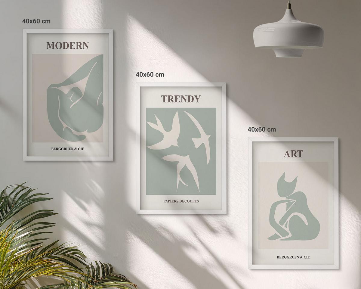 BILDER SET 3er Set - 40x60 cm Weißer Rahmen - Matisse abstrakte Figuren - Weiß, Kunststoff (40/60cm) - TULUP