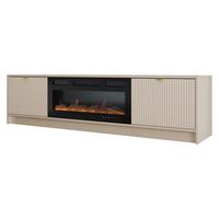 TV-LOWBOARD Tireno EF mit Elektrische Kamin - Sandfarben/Goldfarben, Holzwerkstoff/Metall (182/48/40cm) - MIRJAN24