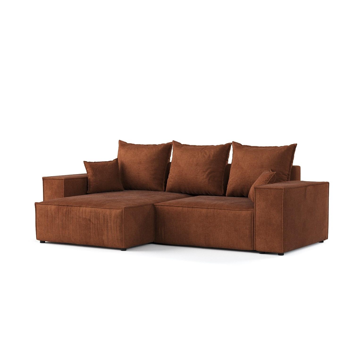 ECKSOFA SENSO mit Schlaffunktion Kupfer im Wind Stoff - Schwarz/Kupferfarben, Holz/Holzwerkstoff (255/148cm) - AltaBeds