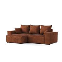 ECKSOFA SENSO mit Schlaffunktion Kupfer im Wind Stoff - Schwarz/Kupferfarben, Holz/Holzwerkstoff (255/148cm) - AltaBeds