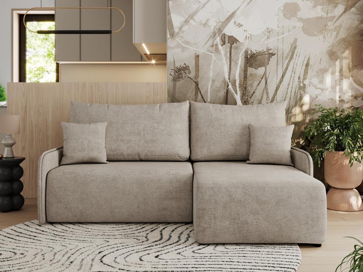 ECKSCHLAFSOFA ARPA L Beige Struktur - rechts - Beige/Schwarz, Kunststoff/Textil (150/198cm) - MKS