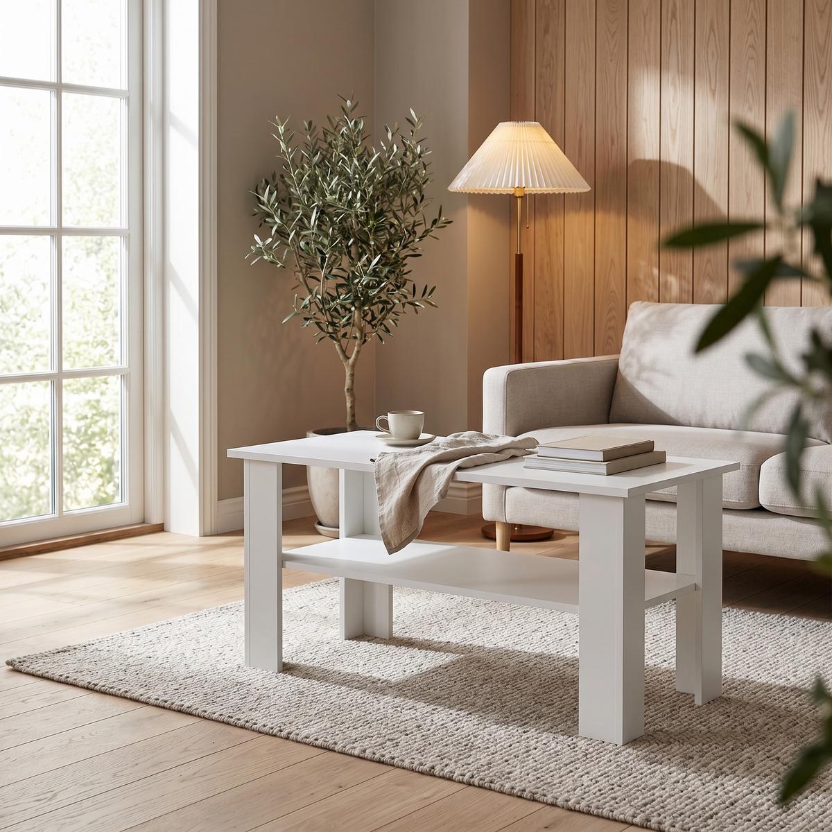 COUCHTISCH ALBANO 100 cm Weiß - Weiß, Holzwerkstoff (55/100/58cm) - MASSENO