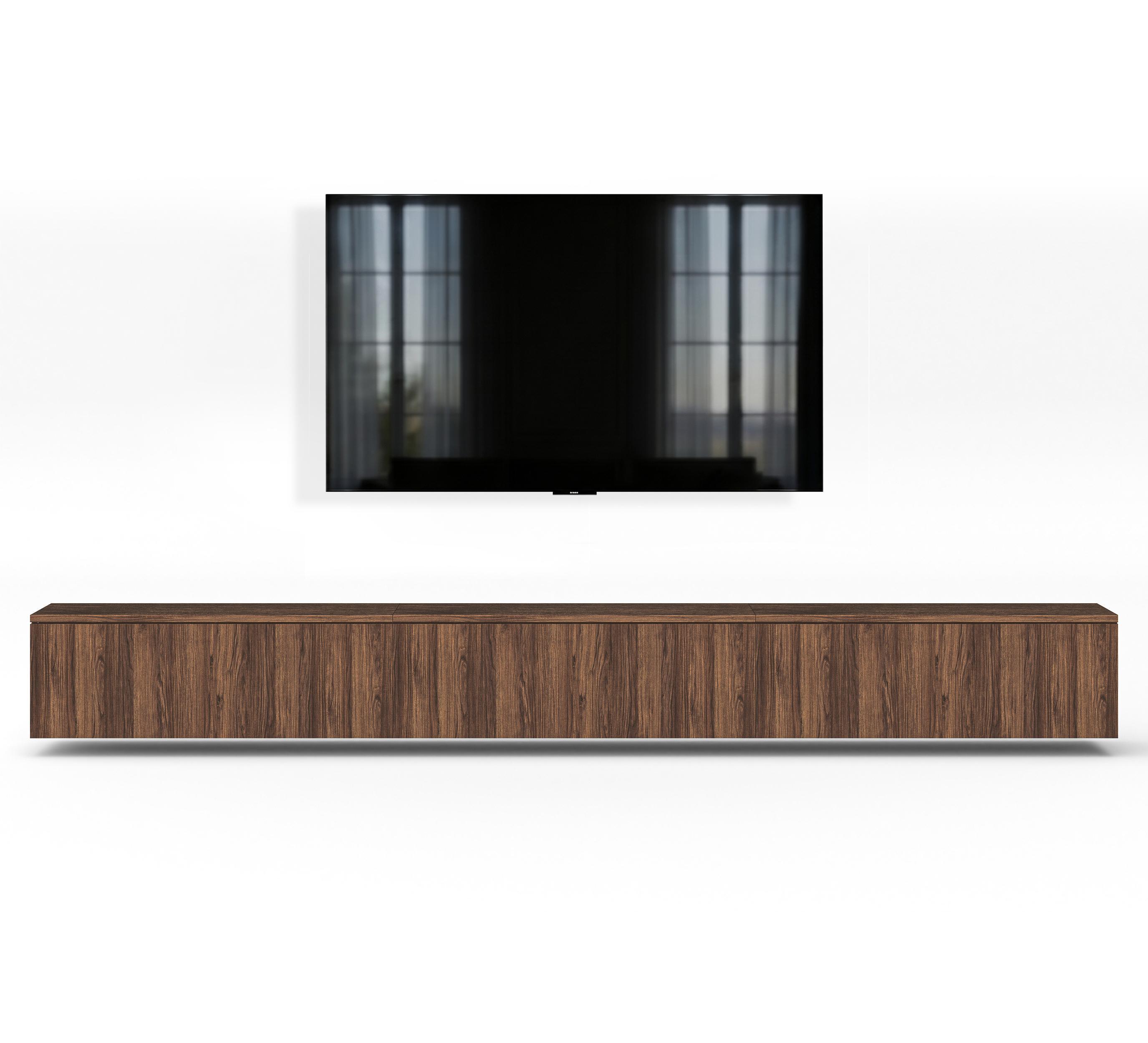 LOWBOARD Barvo 3x100 Nussbaum Warmia 300/34/32 cm – hängendes TV-Board - Nussbaumfarben, Holzwerkstoff (300/34/32cm) - AX Living