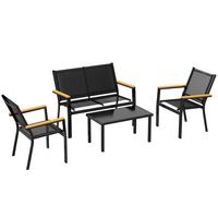 TERRASSENMÖBEL-SET 4er Set Stahl Texteline Schwarz - Schwarz, Textil/Metall - Outsunny
