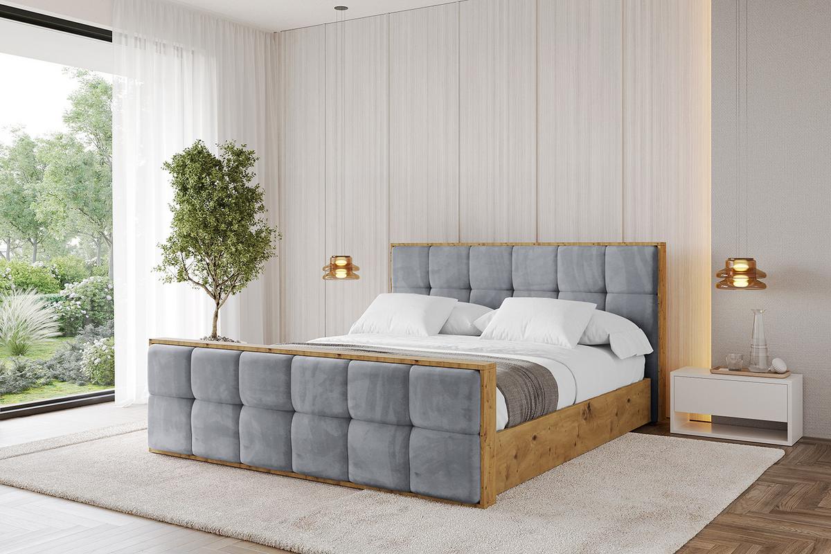 POLSTERBETT mit Bettkasten, Fußteil und Lattenrost, Boxbett ohne Matratze - ENZO7-Z 200x200 - Grau, Holzwerkstoff/Textil (200/200cm) - ALTDECOR