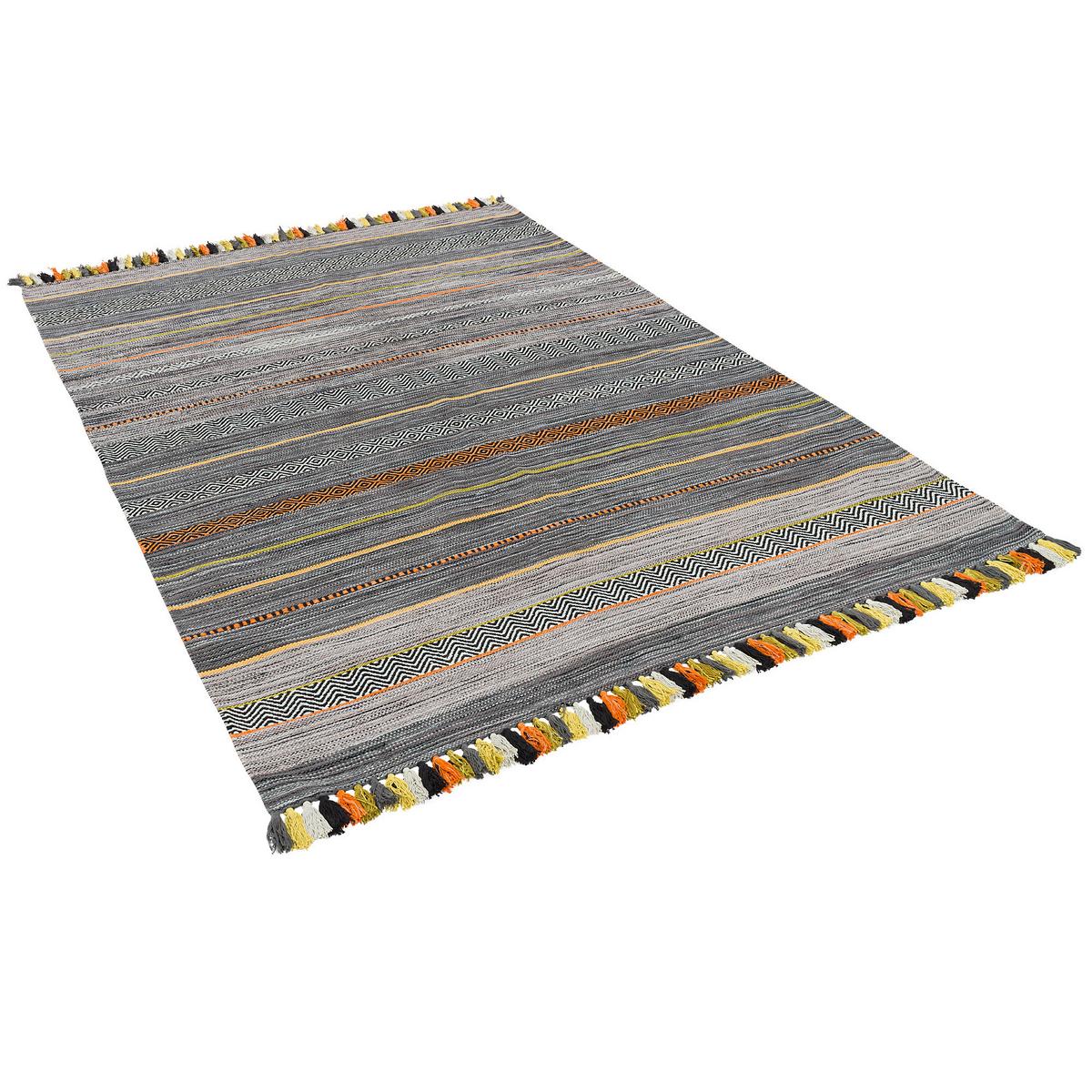 NATUR TEPPICH KELIM KALLEEN - Anthrazit, Textil (170/240cm) - Pergamon