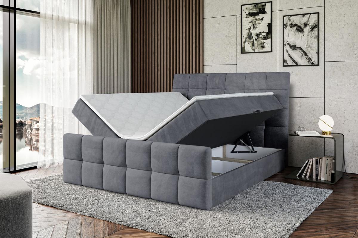 BOXBETT BRUGO-Z - 180 x 200 - H4 - Dunkelgrau - Dunkelgrau, Holzwerkstoff (180/200cm) - ALTDECOR
