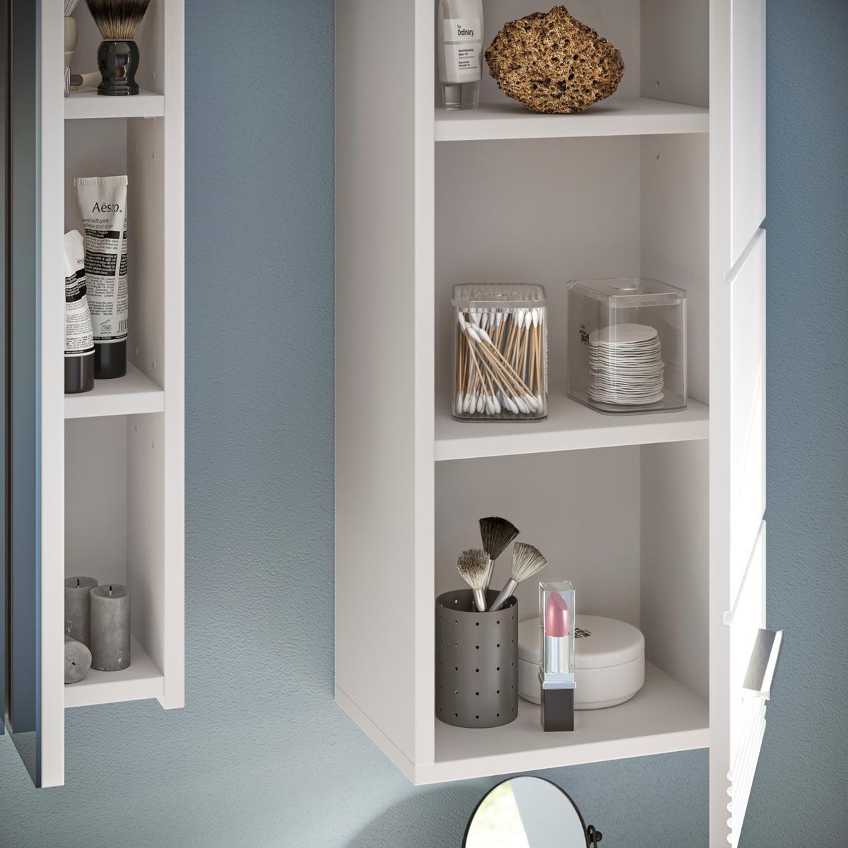HÄNGESCHRANK, weiß Hochglanz, 30 x 77 cm, Badschrank - Weiß Hochglanz/Silberfarben, Holzwerkstoff/Kunststoff (30/77/23cm) - Inn.Furn